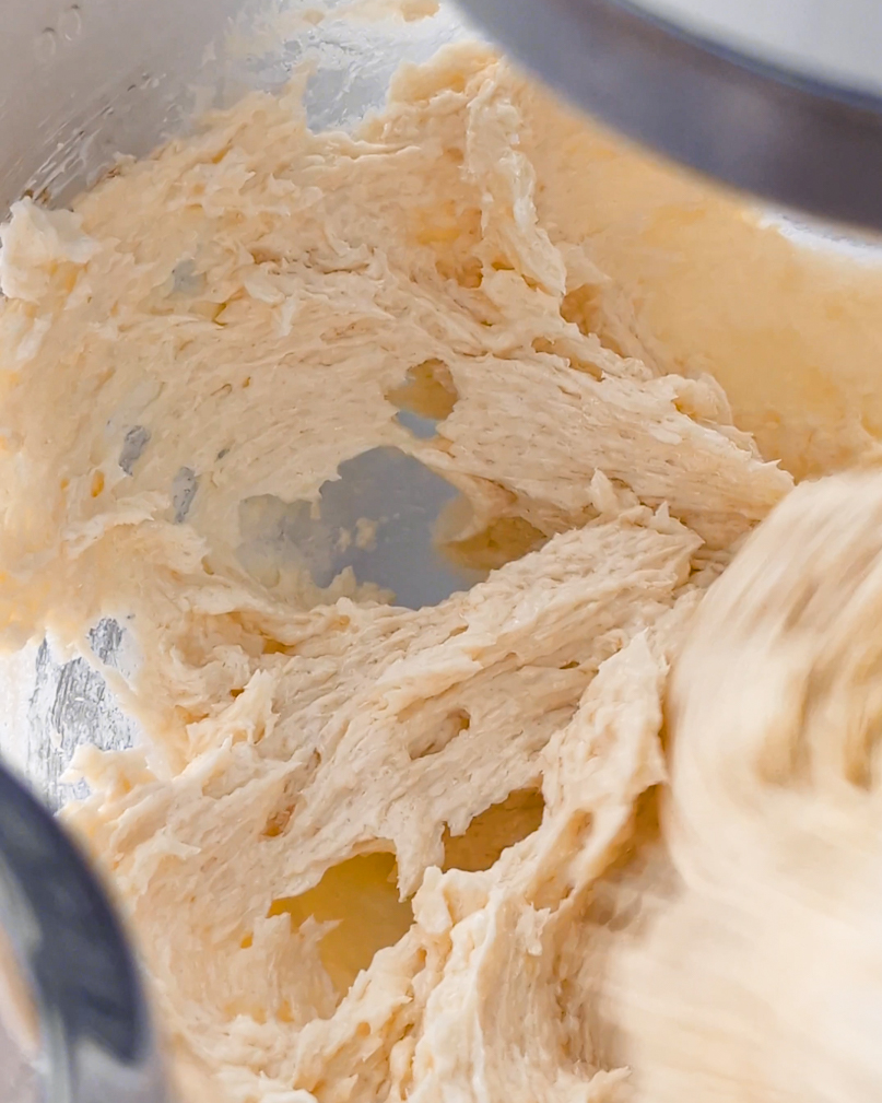 Mixing with addition of egg and vanilla.